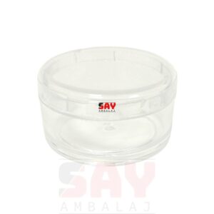 Akrilik Şeffaf Plastik Kapaklı Şeffaf Akrilik Kavanoz 40mm