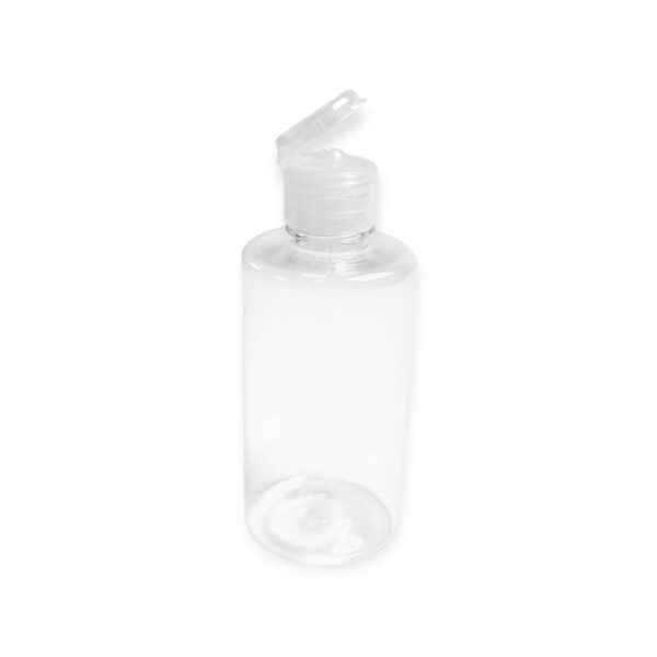 Beyaz Plastik Fliptop Kapaklı Şeffaf 100cc 18PP Plastik Şişe