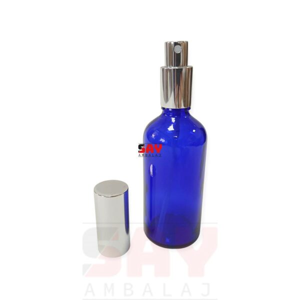 Gümüş Metal Sprey Kapaklı 18PP Cam Şişe - Görsel 2