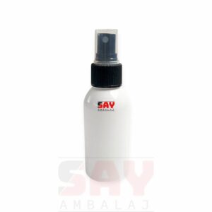 Siyah Plastik Sprey Kapaklı Beyaz 100cc 24PP Plastik Şişe