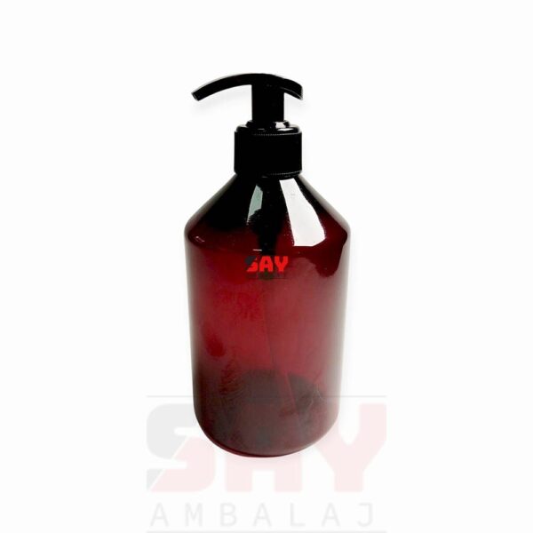 Siyah Plastik Sıvı Sabun Pompalı Amber 500cc 28PP Plastik Şişe