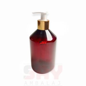 Gold Metal Sıvı Sabun Pompalı Amber 500cc 28PP Plastik Şişe