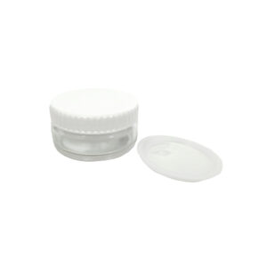 Beyaz Plastik Kapaklı Yassı Cam Krem Kavanozu 63mm