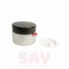 50 CC Buzlu Cam Krem Kavanozu Siyah Kapaklı 52 mm
