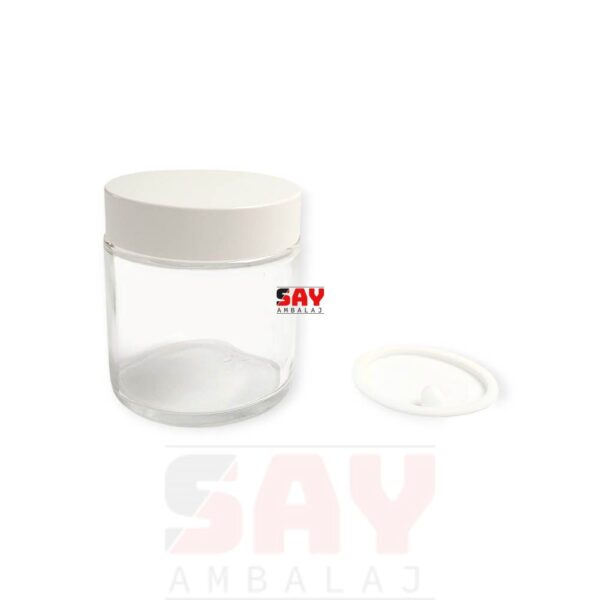 Şeffaf Siyah Kapaklı Cam Krem Kavanozu 57 mm 100 cc - Görsel 2