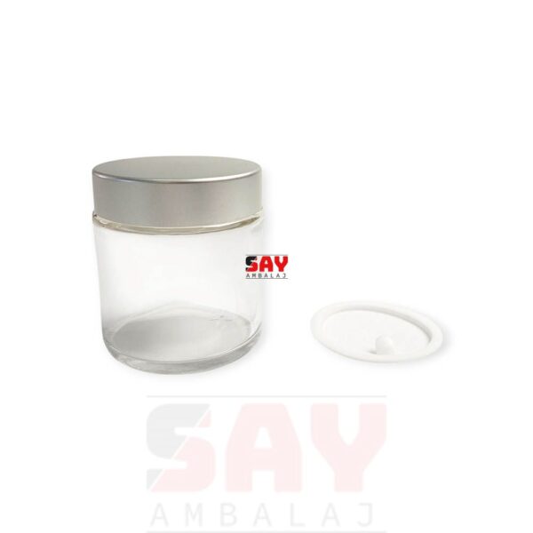 Şeffaf Siyah Kapaklı Cam Krem Kavanozu 57 mm 100 cc - Görsel 3