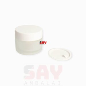 Beyaz Kapaklı Cam Krem Kavanozları 57 mm