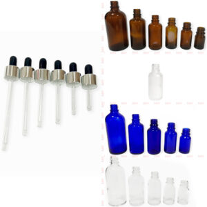 Gümüş Metal Siyah Lastikli Damlalıklı 18 PP Şişeler