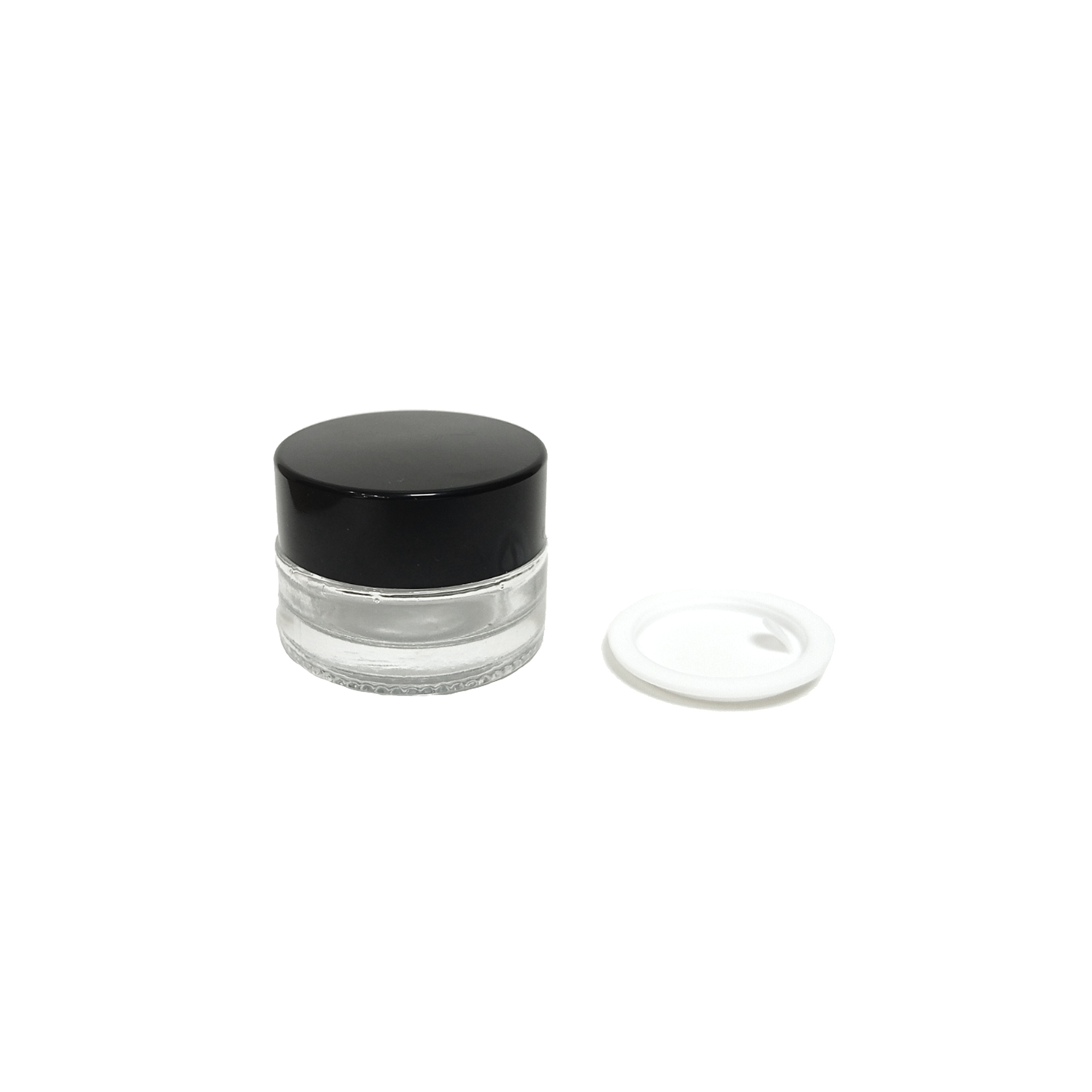 Seffaf Cam Krem Kavanozu Plastik Siyah Kapaklı 5 CC (32 MM) - Görsel 2