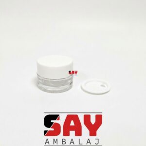 Seffaf-Cam-Krem-Kavanozu-Beyaz-Kapaklı-5 cc (32 MM)