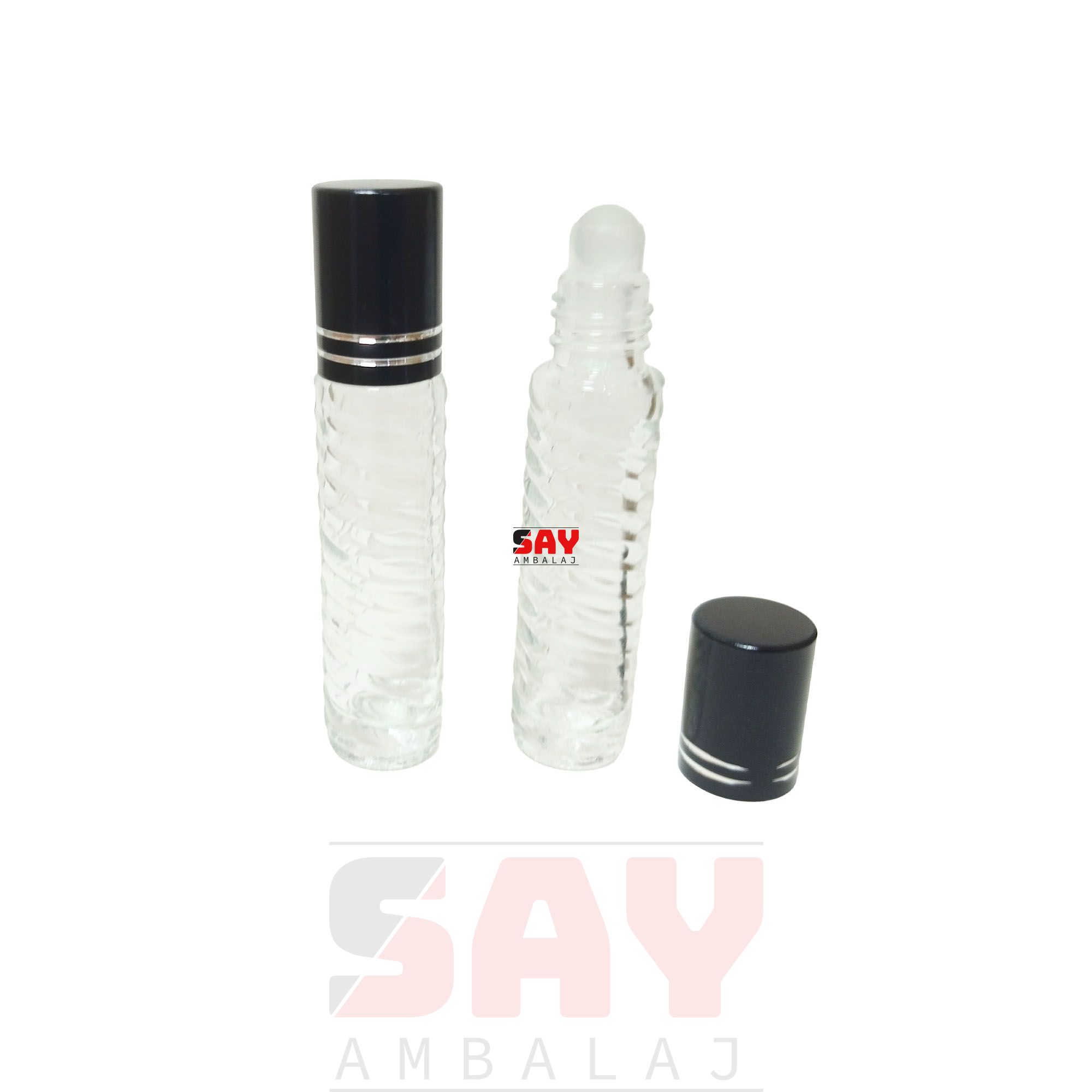 5 CC Şeffaf Cam Roll-on Şişesi Siyah Kapak (Hellezon Model )