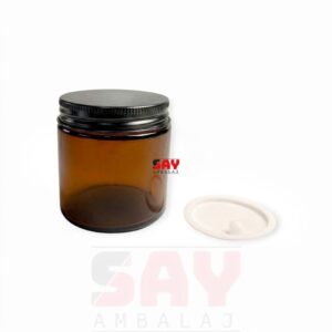 Siyah -Metal-Kapaklı -Krem-Mum - Kavanozu -100 cc (57 MM)